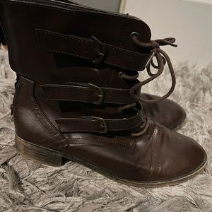 Brown combat boots
